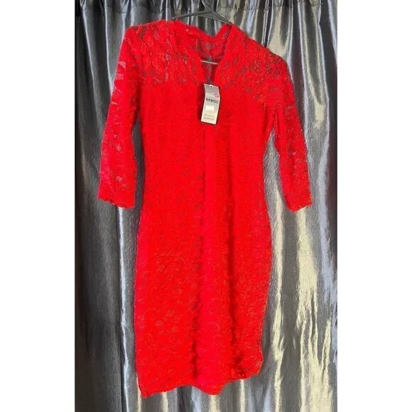Bkmgc Dresses | Bkmgc Red 3/4 Sleeve Lace Dress Sz. Sm | Color: Red | Size: S | Pm-84428815's Closet
